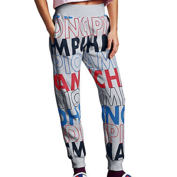 Champion Reverse Weave Logo Sweatpants Jogger New Red White Grey Size 2XL - Picture 1 of 16